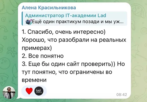 Отзыв Алены Красильниковой